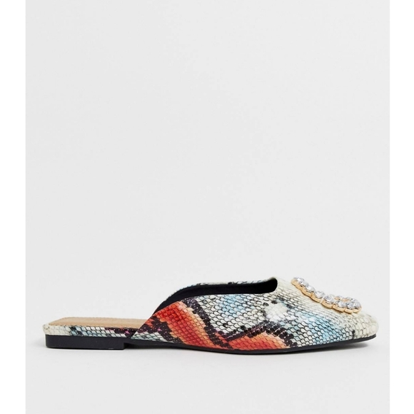 Asos Embellished Ballet Flats in Snake - Picture 2 of 3